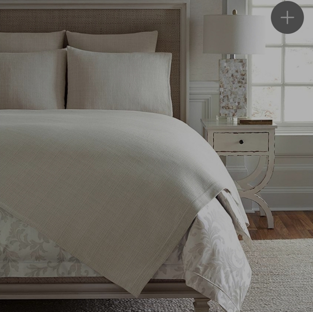 SFERRA Bissa Coverlet Full/Queen Blanket Cover 96x93 Nougat Fine Linen Cotton